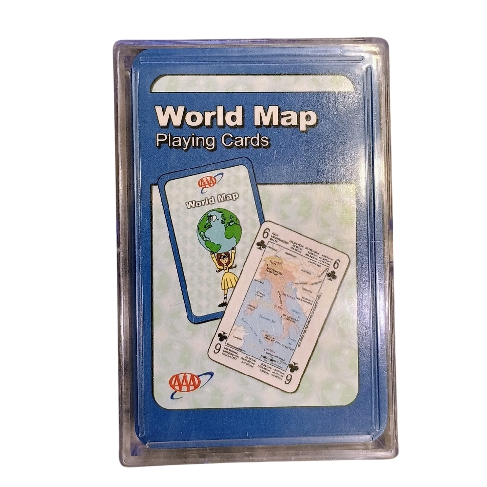 AAA World Map Playing Cards Deck - 192 Total Countries - Educational